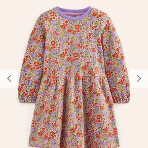 Mini Boden Loopback Purple Floral Sweatshirt Dress, Size 4-5, EUC